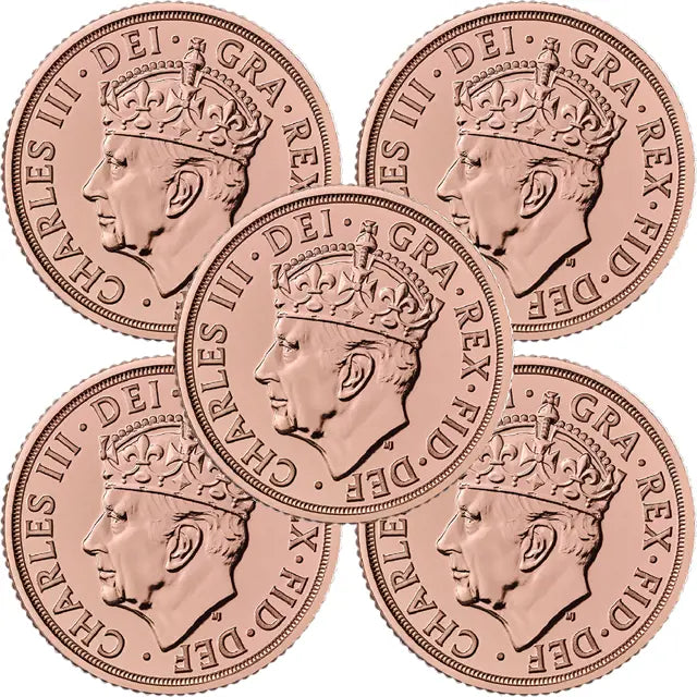 2023 UK Coronation Full Sovereign Gold 5 Coin Bullion Bundle
