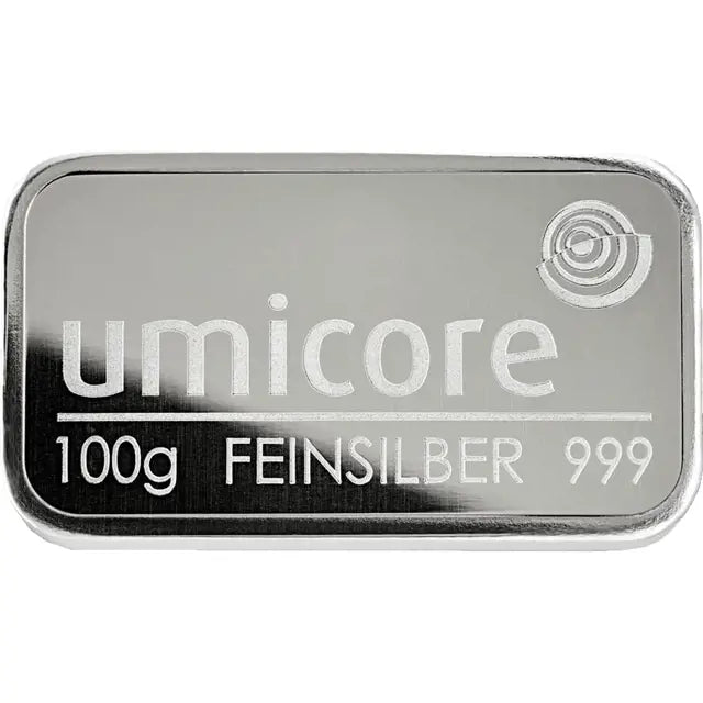 Umicore 100 Gram Silver Bar