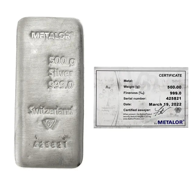 Metalor 500g Silver Bar