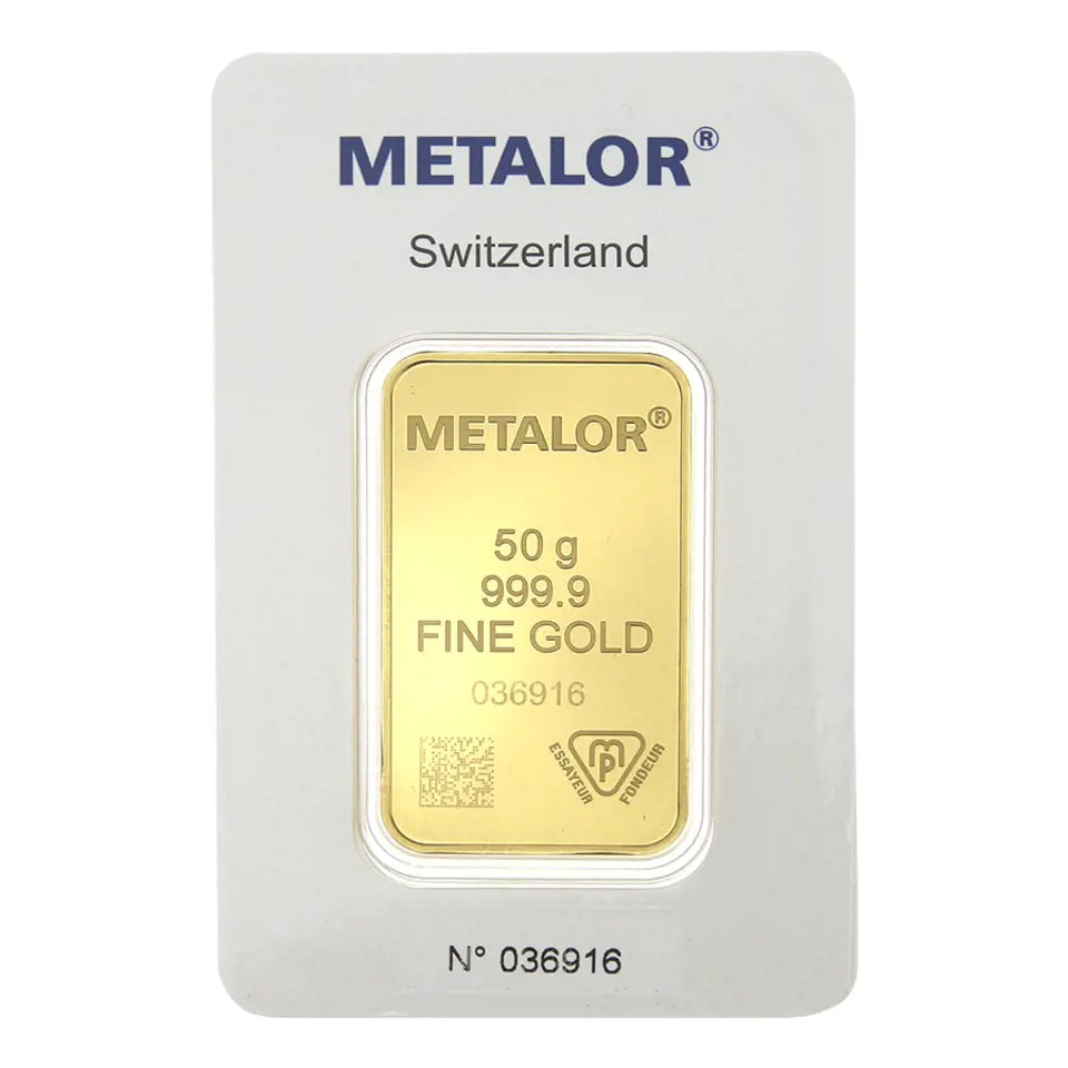 Metalor 50g Stamped Gold Bar