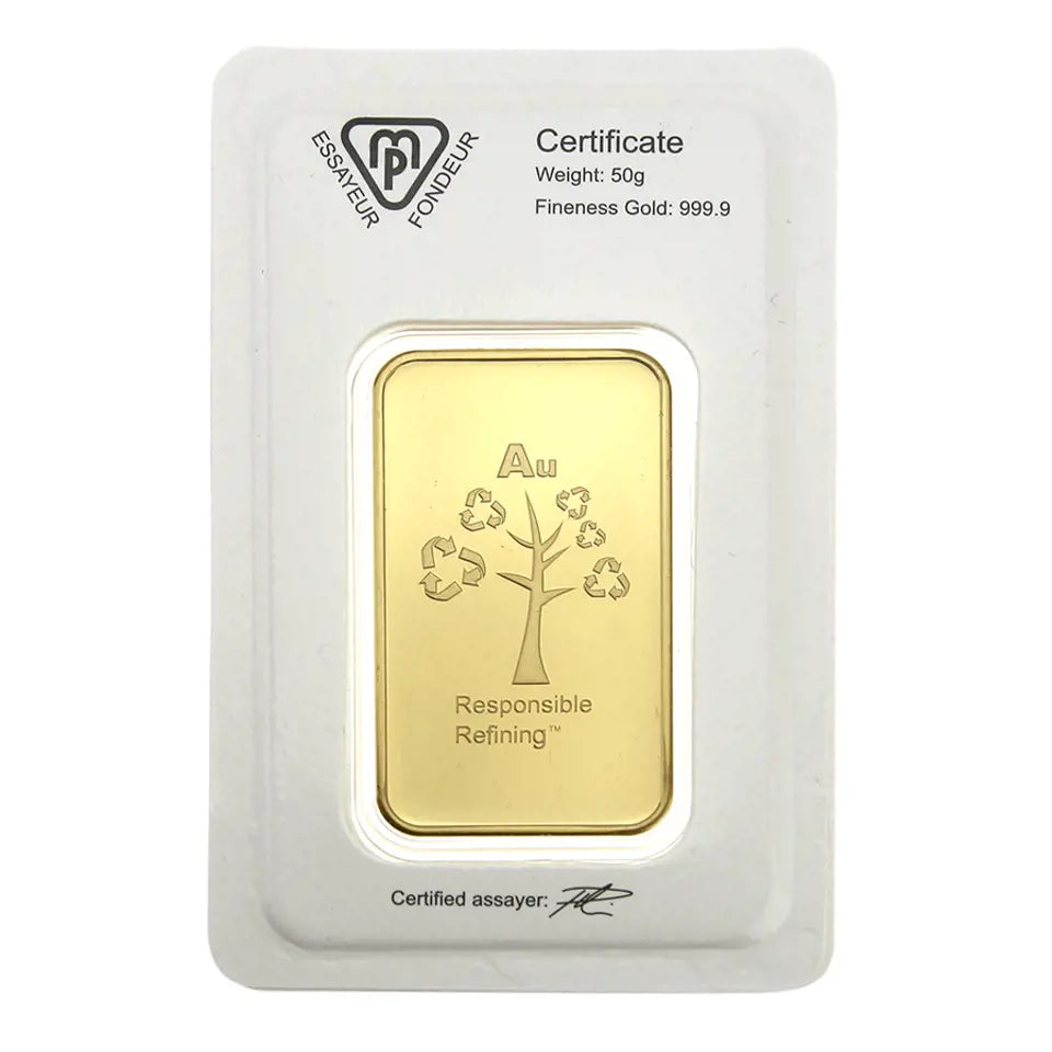Metalor 50g Stamped Gold Bar
